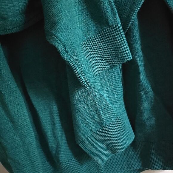Turnbury Extra Fine Merino Wool Sweater Large Green Men's V-neck - Picture 3 of 7